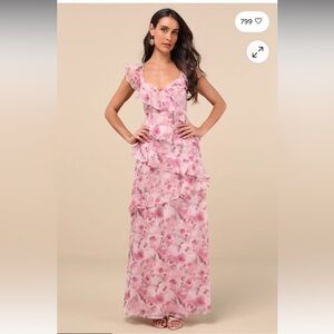 Lulu's Pink Floral Maxi Dress
